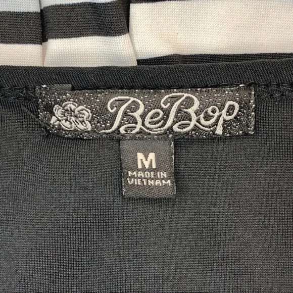 BeBop Black and Gray Striped Mini Apron Dress - Picture 8 of 10